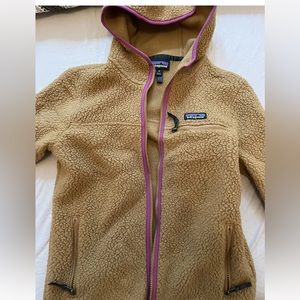 Patagonia retro pile hoodie full zip xs brown